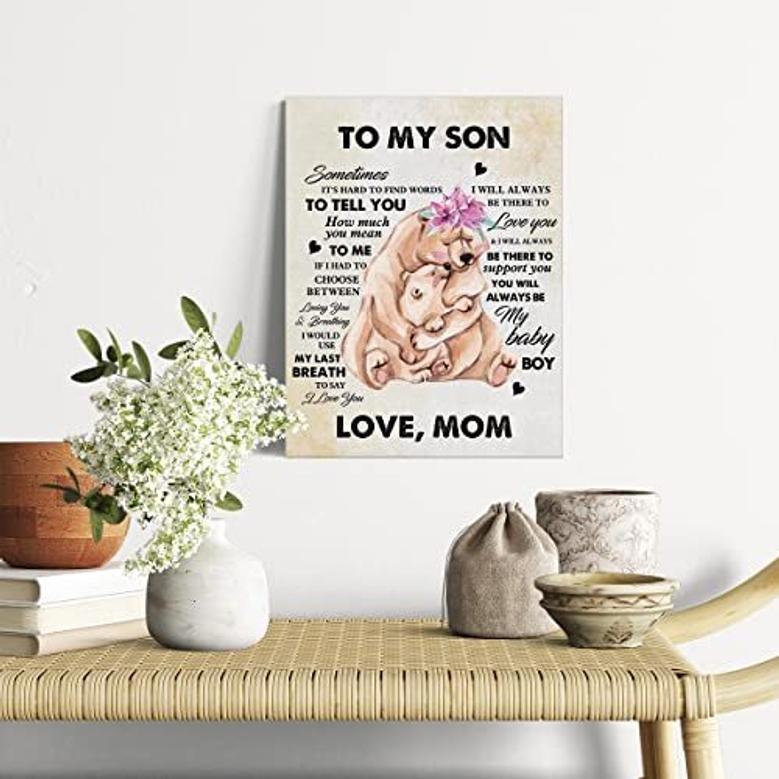 Heartfelt Mother Son Wall Art Canvas - Personalized Loving Message For Living Room And Bedroom DéCor