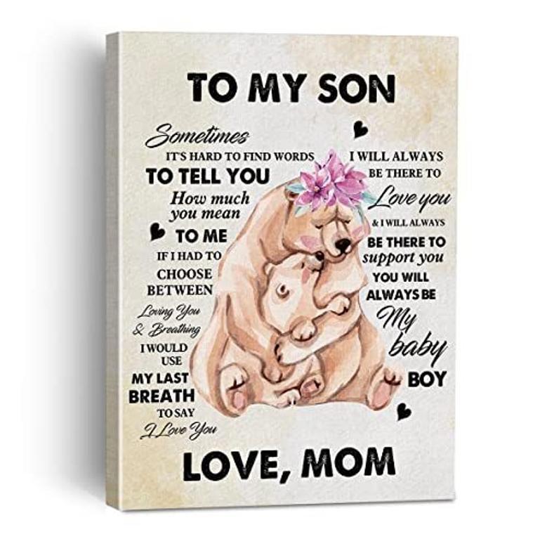 Heartfelt Mother Son Wall Art Canvas - Personalized Loving Message For Living Room And Bedroom DéCor