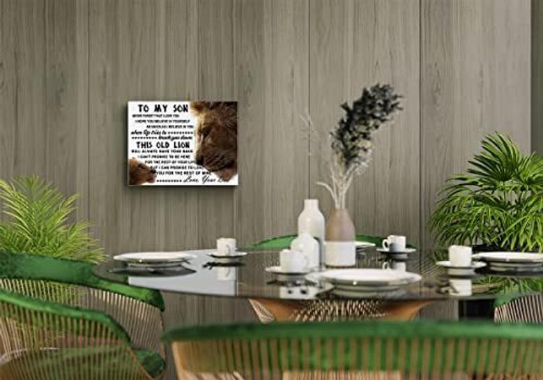 Inspirational Mother Son Wall Art - Lion Canvas For Boys Room Or Dorm - Heartfelt Gifts From Dad