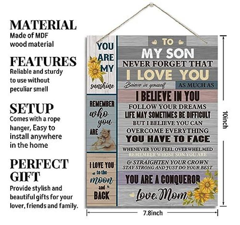 Inspirational Mother Son Wall Art For Kids Room - Personalized Canvas For Boy's Room Decor - Thanksgiving Christmas Birthday Gift From Mom To Son