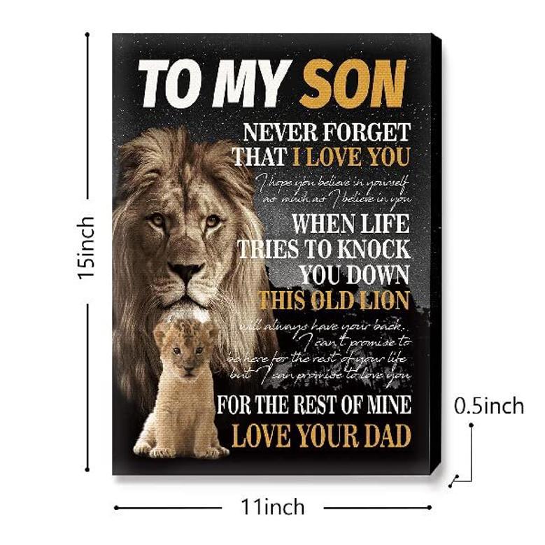 Thoughtful Mother Son Wall Art Poem Lion Canvas For Son's Room - Unique Birthday Gift