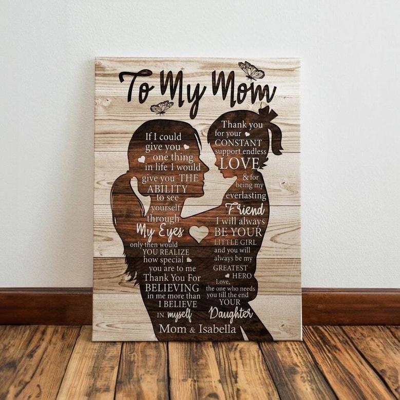 Mother Daughter Art Canvas Birthday Gift - Personalized Gift For Mom From Daughter Wall Art