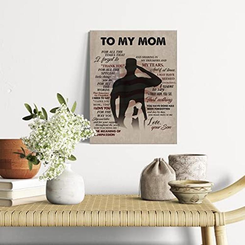 Heartfelt Mother Son Canvas Art - Personalized Gift From Soldier For Mom's Birthday Christmas Bedroom DéCor