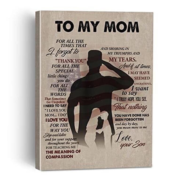 Heartfelt Mother Son Canvas Art - Personalized Gift From Soldier For Mom's Birthday Christmas Bedroom DéCor