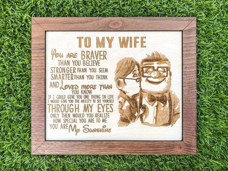 Personalized Wood Sign For Wife - Thoughtful Gift With Up Quote To My Wife