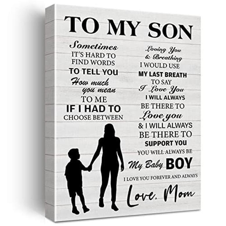 Inspirational Rustic Canvas - Mother Son Wall Art With 'I Love You Forever' Quote For Home DéCor, Thoughtful Gift From Mom