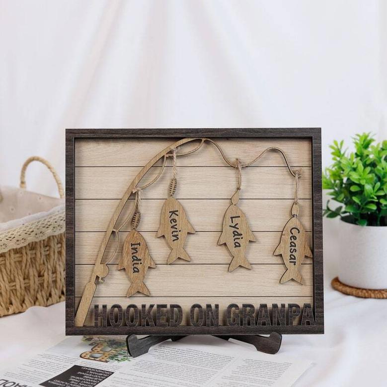 Personalized Dad Fishing Plaque - Unique Father's Day Gift From Kids With Twine & Hook Design For Home DéCor