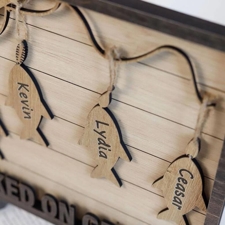 Personalized Dad Fishing Plaque - Unique Father's Day Gift From Kids With Twine & Hook Design For Home DéCor