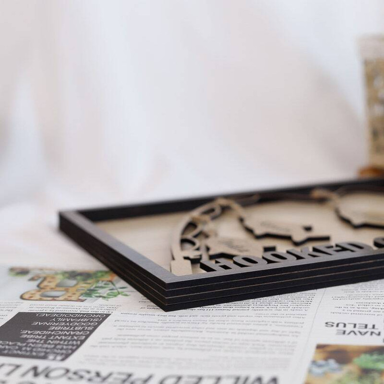 Dad fishing plaque wall art with twine hanger and hook accent, personalized kids' names; Father's Day gift from children