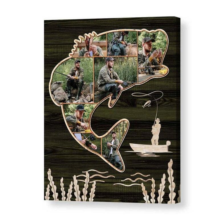 Personalized Dad Fishing Photo Canvas For Christmas, Anniversary - Gift For Husband, Grandpa, Son