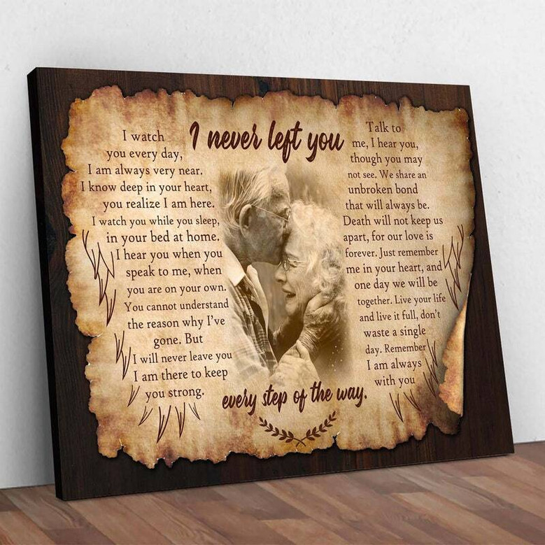 Memorial canvas for dad wall art with 'in loving memory' script in soft neutrals, a heartfelt sympathy gift for home decor