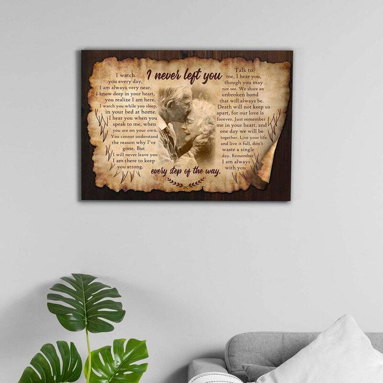 Father memorial canvas wall art featuring gentle typography and subtle border, thoughtful condolence gift for living room