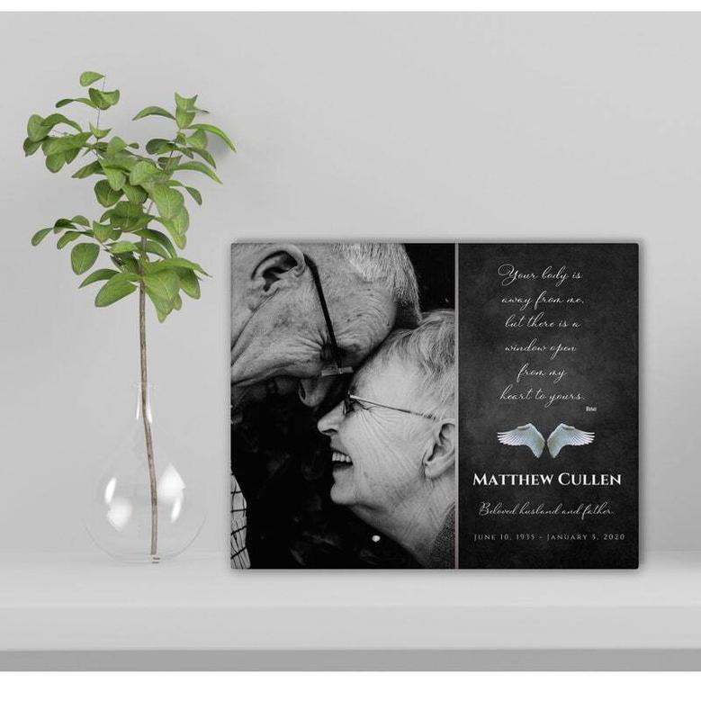 Personalized Memorial Canvas For Dad - Touching Keepsake With Custom Photo For Loss Of Father - Heartfelt Sympathy Wall Art Gift