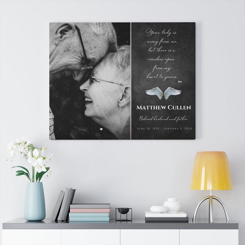 Personalized Memorial Canvas For Dad - Touching Keepsake With Custom Photo For Loss Of Father - Heartfelt Sympathy Wall Art Gift