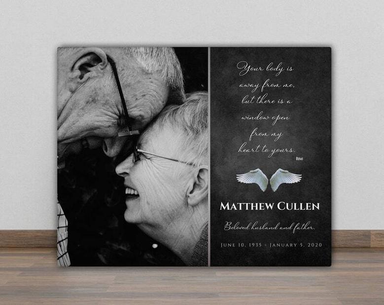 Personalized Memorial Canvas For Dad - Touching Keepsake With Custom Photo For Loss Of Father - Heartfelt Sympathy Wall Art Gift