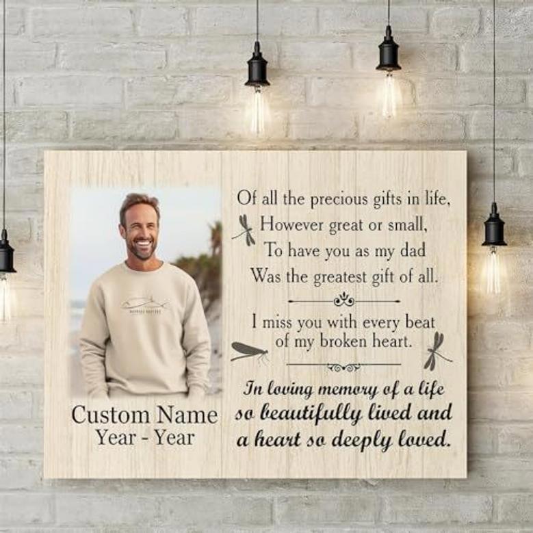 Heartfelt Dad Memorial Canvas - Personalized Remembrance Gift For Loss In Heaven Tribute