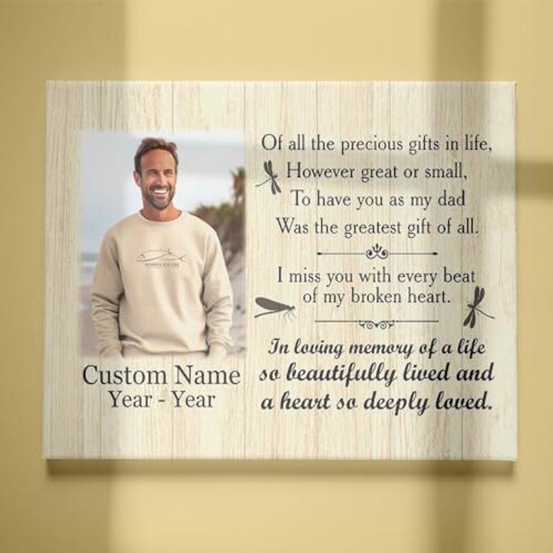 Heartfelt Dad Memorial Canvas - Personalized Remembrance Gift For Loss In Heaven Tribute