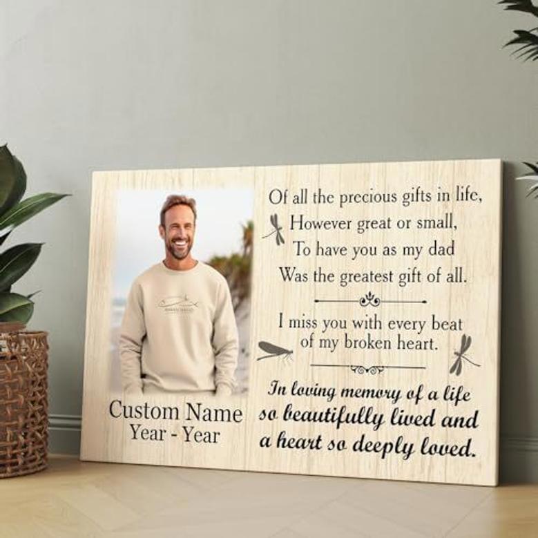 Heartfelt Dad Memorial Canvas - Personalized Remembrance Gift For Loss In Heaven Tribute