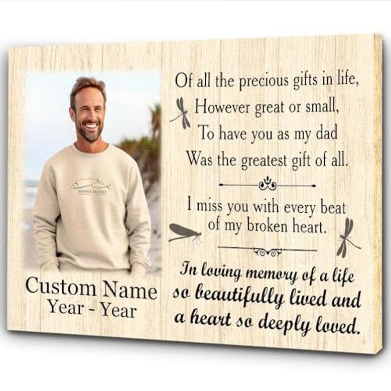 Heartfelt Dad Memorial Canvas - Personalized Remembrance Gift For Loss In Heaven Tribute