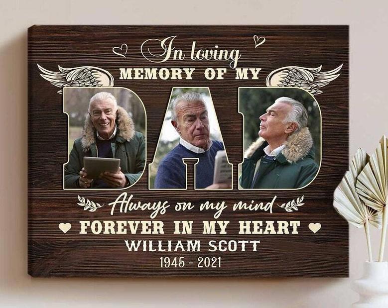 Touching Memorial Canvas For Dad - Personalized Bereavement Gift For Living Room Display