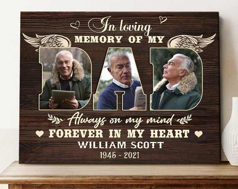 Touching Memorial Canvas For Dad - Personalized Bereavement Gift For Living Room Display