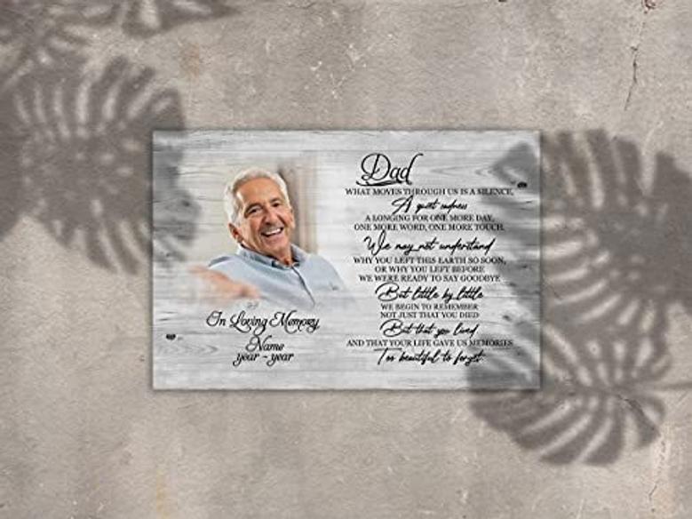 Thoughtful Dad Memorial Canvas With Personalized Photo - In Memory Remembrance Art For Sympathy Gift