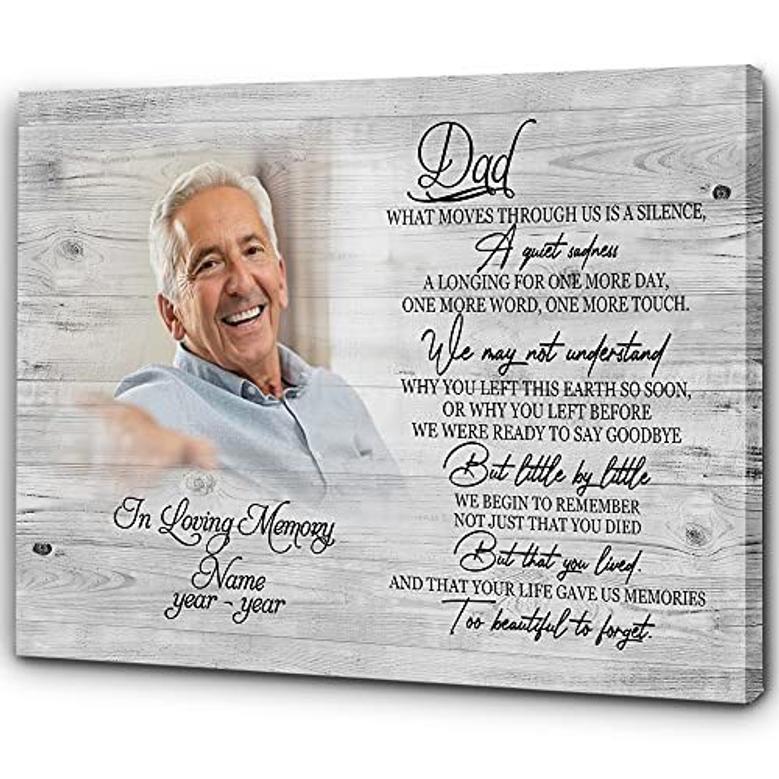 Thoughtful Dad Memorial Canvas With Personalized Photo - In Memory Remembrance Art For Sympathy Gift