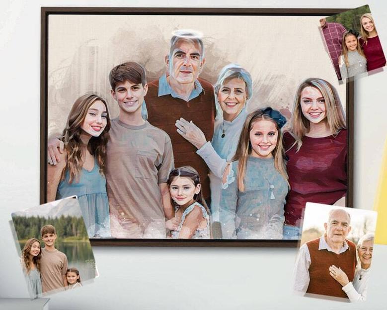 Personalized Memorial Canvas For Dad – Custom Oil Painting Style Portrait With Loved One Photo, Thoughtful Gift For Her