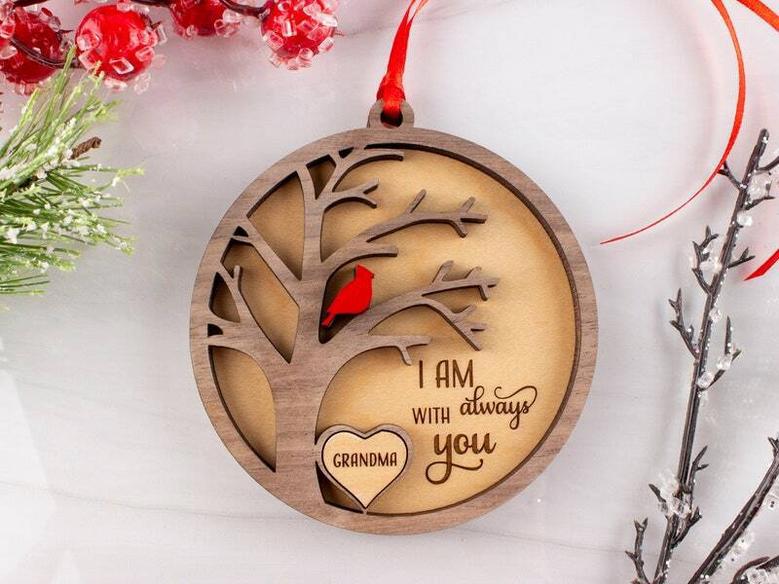 Personalized Memorial Tree Art Christmas Ornament - Remembrance Keepsake For Dad & Mom Tribute