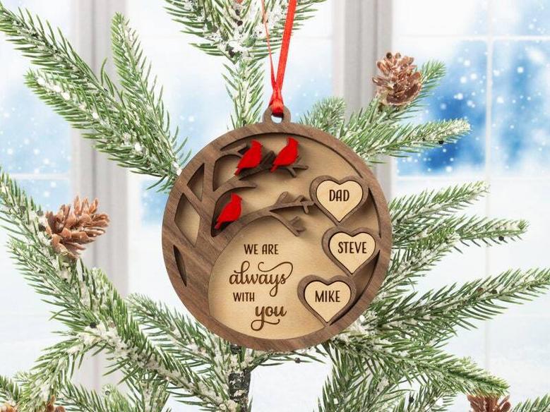 Personalized Memorial Tree Art Christmas Ornament - Remembrance Keepsake For Dad & Mom Tribute