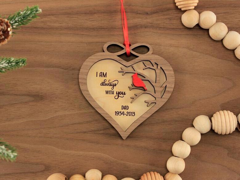 Personalized Memorial Christmas Ornament - Heartfelt Tribute For Dad And Mom, Remembrance Wooden Art For Family