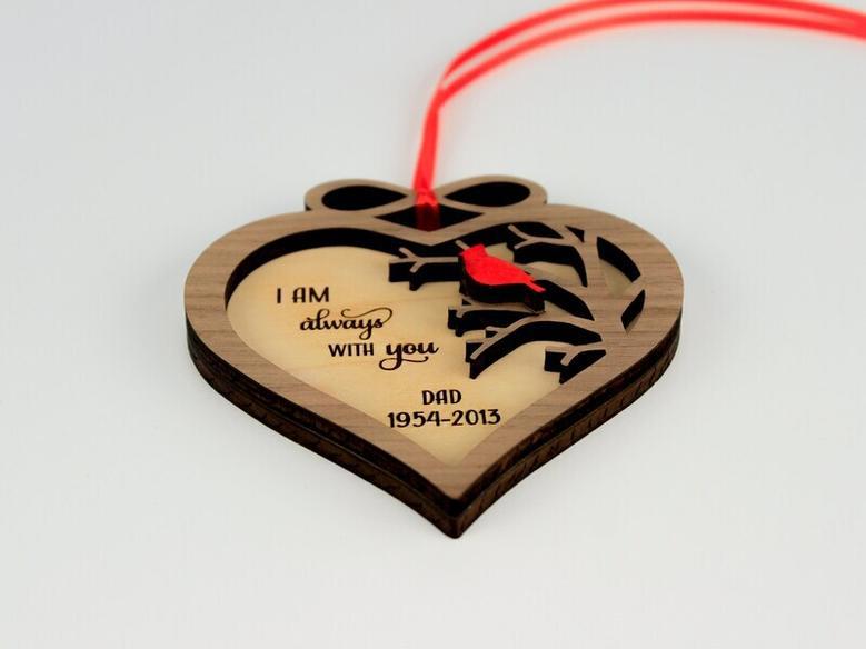 Personalized Memorial Christmas Ornament - Heartfelt Tribute For Dad And Mom, Remembrance Wooden Art For Family