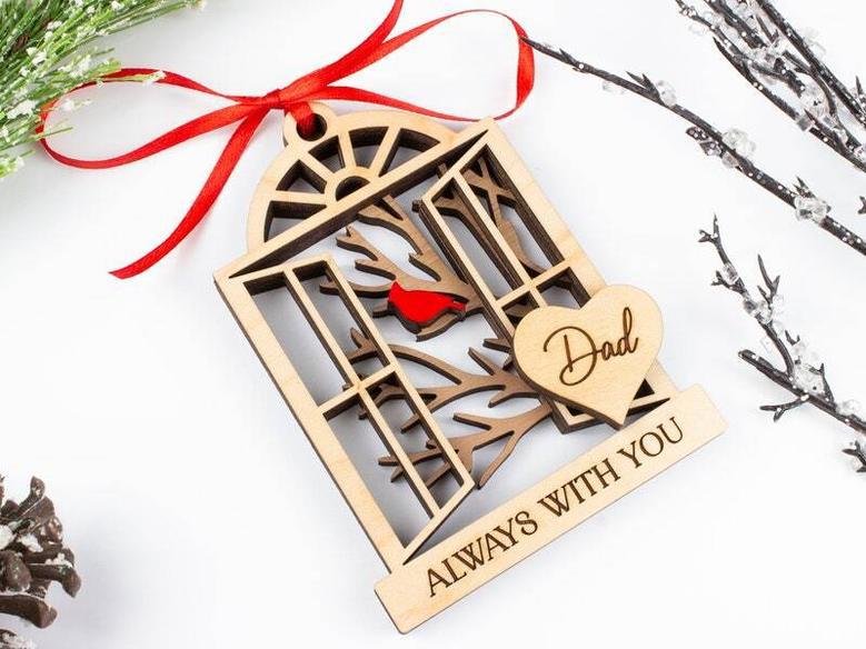 Thoughtful Memorial Tree Art: Personalized Cardinal Ornament For Christmas Dad & Mom Remembrance Gift