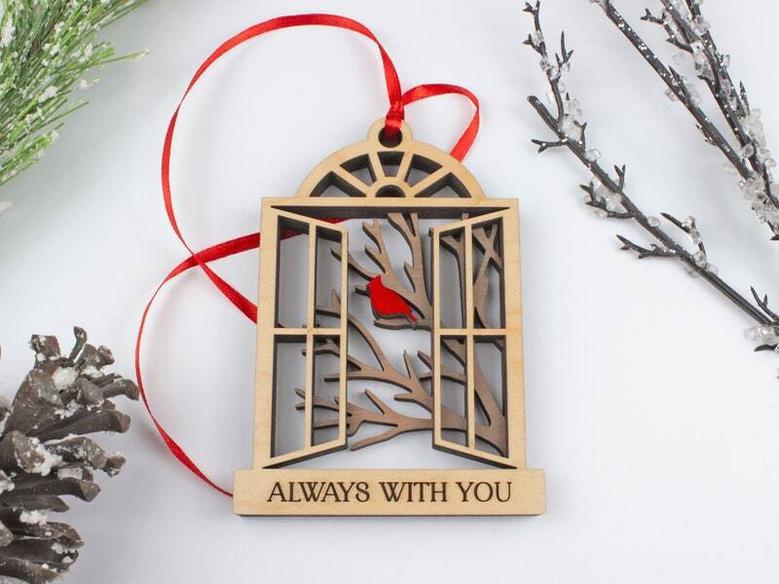 Thoughtful Memorial Tree Art: Personalized Cardinal Ornament For Christmas Dad & Mom Remembrance Gift