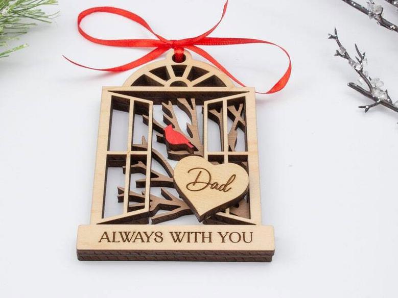 Thoughtful Memorial Tree Art: Personalized Cardinal Ornament For Christmas Dad & Mom Remembrance Gift