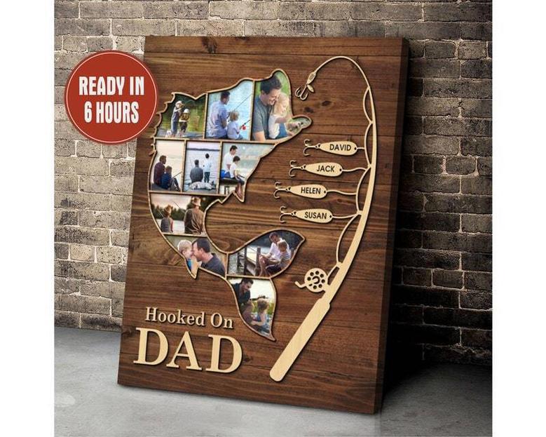 Thoughtful Fishing Canvas For Dad - Personalized Father’s Day Gift, Rustic Design, Perfect For Living Room Decor