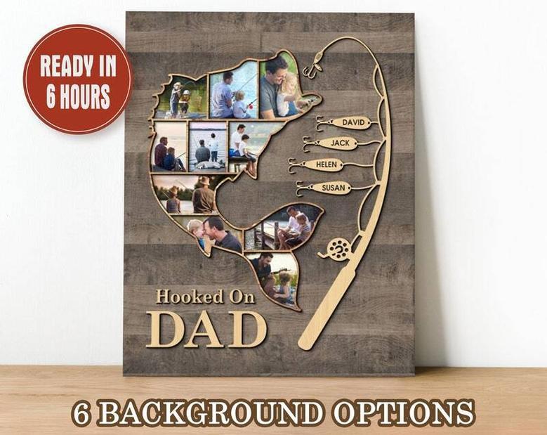 Thoughtful Fishing Canvas For Dad - Personalized Father’s Day Gift, Rustic Design, Perfect For Living Room Decor