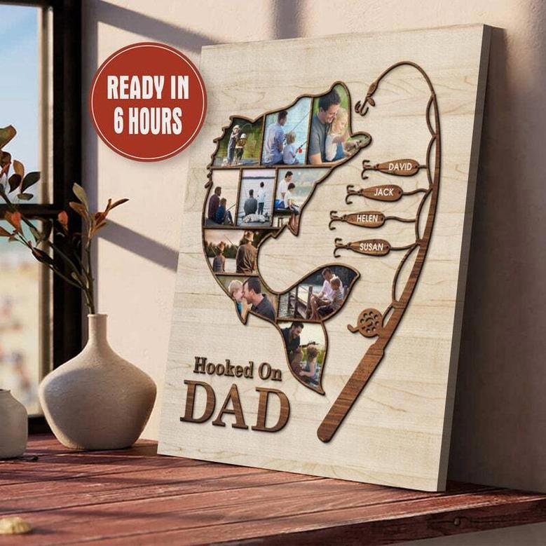 Thoughtful Fishing Canvas For Dad - Personalized Father’s Day Gift, Rustic Design, Perfect For Living Room Decor