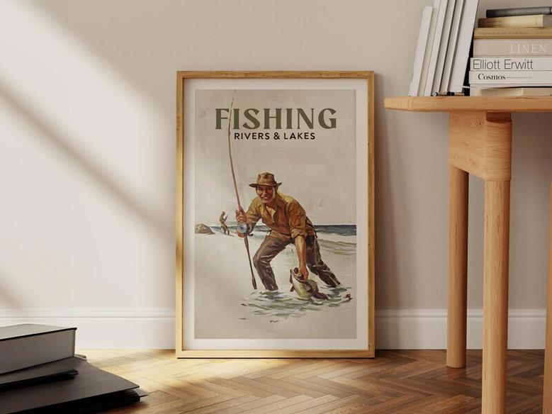 Heartfelt Dad Fishing Canvas Art For Living Room - Retro Style Fishing Decor With Custom Name