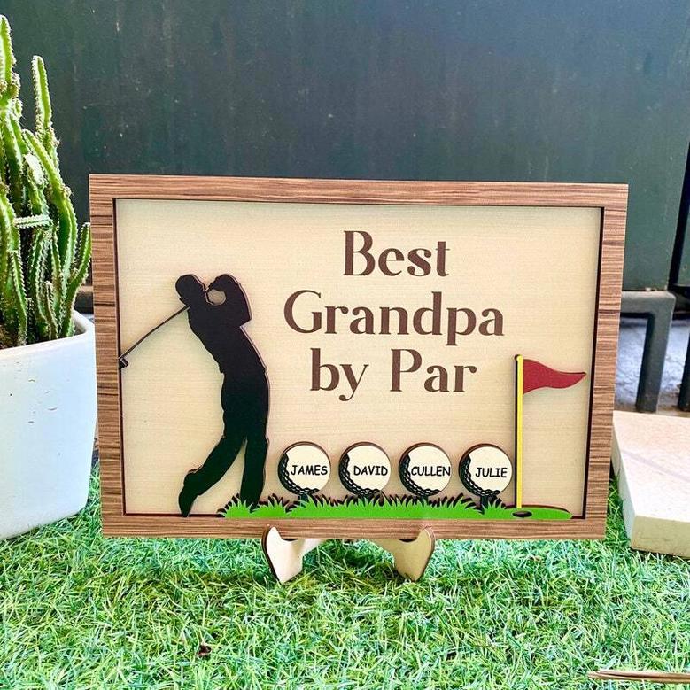 Heartfelt Dad Golf Wood Sign With Kids' Names - Personalized Father's Day Gift For Golfer Dads