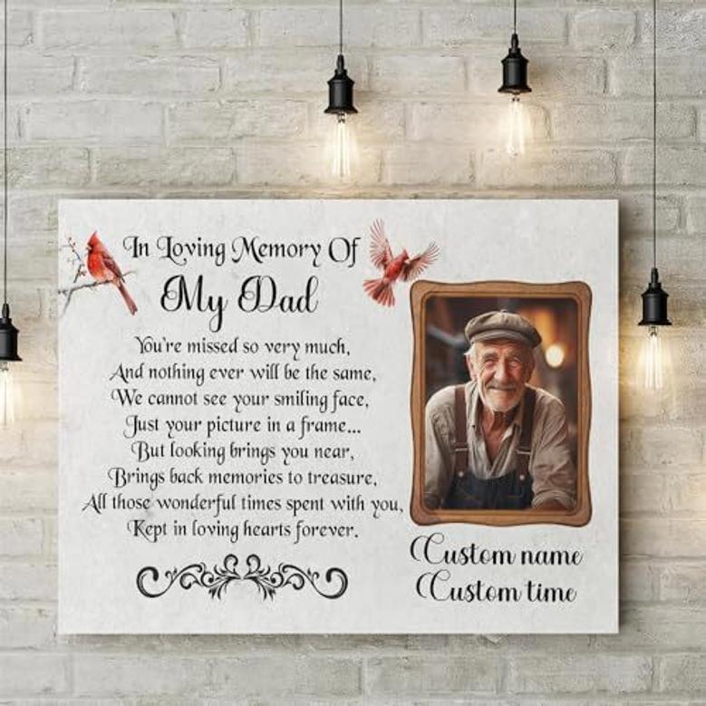 Heartfelt Sympathy Memorial Canvas For Dad - Personalized Remembrance Gift In Loving Memory For Father Loss