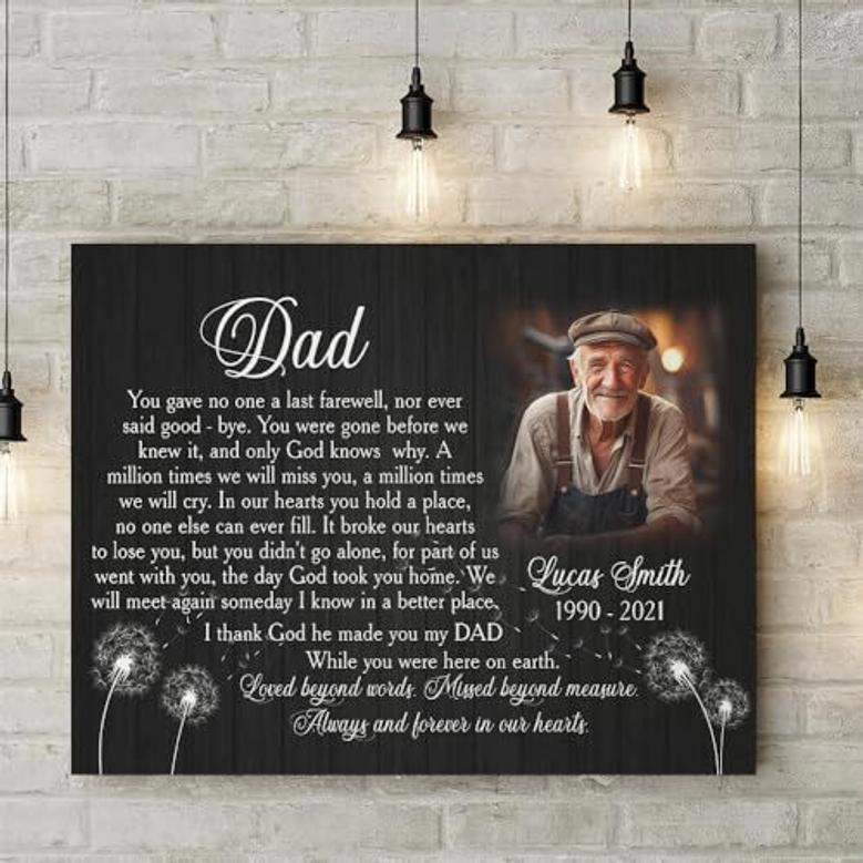 Personalized Memorial Canvas For Dad - In Loving Memory Tribute Gift