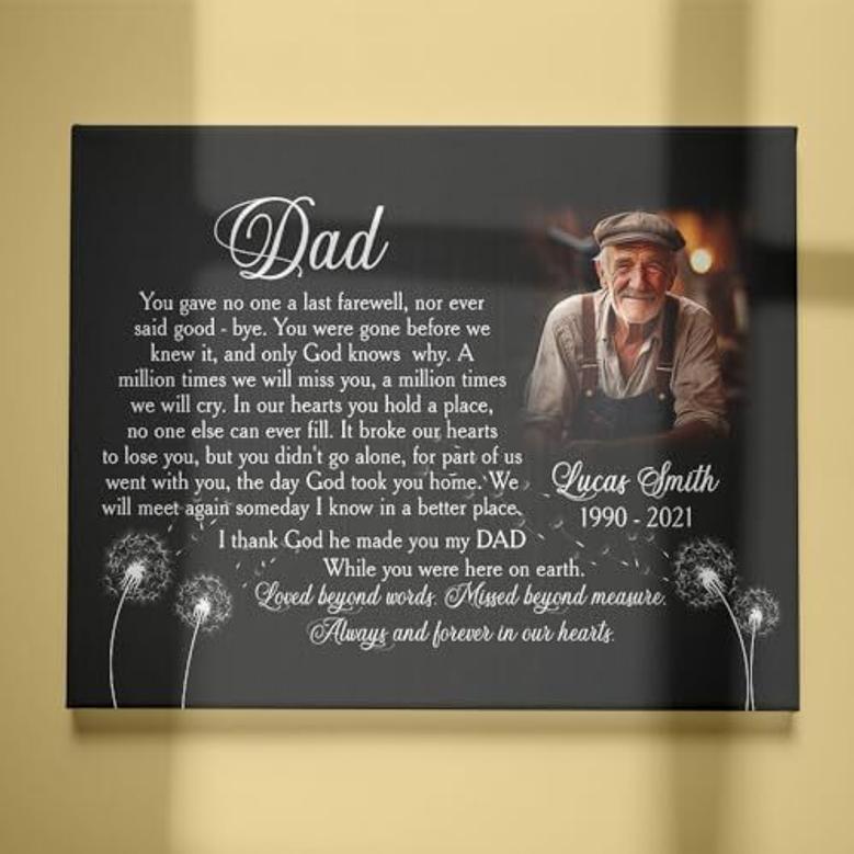 Personalized Memorial Canvas For Dad - In Loving Memory Tribute Gift