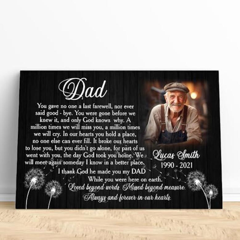 Personalized Memorial Canvas For Dad - In Loving Memory Tribute Gift