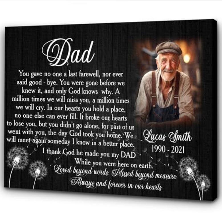 Personalized Memorial Canvas For Dad - In Loving Memory Tribute Gift