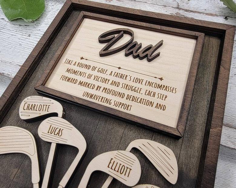 Thoughtful Personalized Dad Golf Wooden Sign - Father's Day Gift From Son Or Daughter