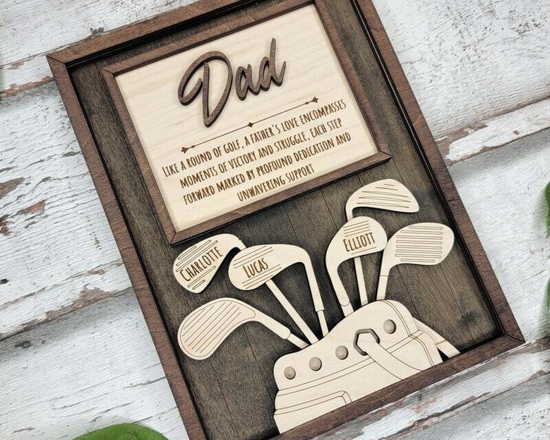 Thoughtful Personalized Dad Golf Wooden Sign - Father's Day Gift From Son Or Daughter