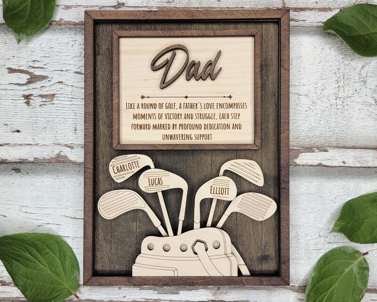 Thoughtful Personalized Dad Golf Wooden Sign - Father's Day Gift From Son Or Daughter