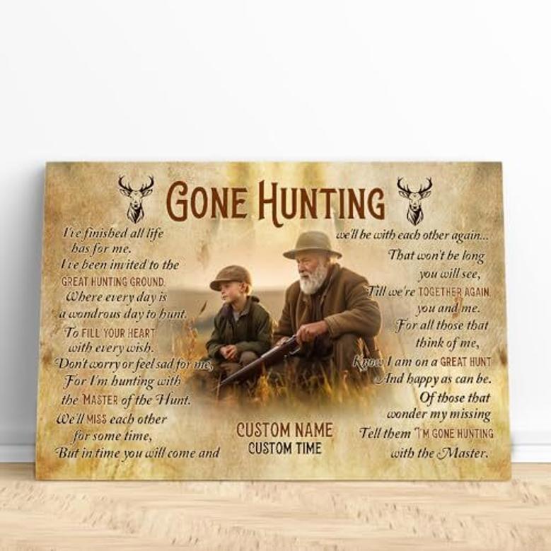 Heartfelt Hunting Memorial Canvas For Dad Remembrance - Customizable Sympathy Gift For Hunter Loss