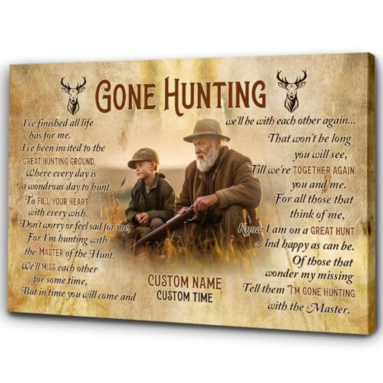 Heartfelt Hunting Memorial Canvas For Dad Remembrance - Customizable Sympathy Gift For Hunter Loss